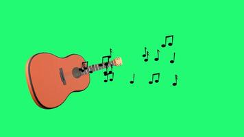 3D Guitar Swaying with Floating Music Notes on Green Screen video
