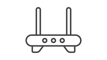 Animated line drawing of a wireless router in motion video