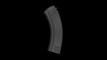Firearm Magazine Rotating on a Transparent Background. Seamless Loop. 4K video