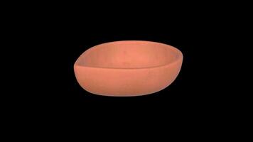 Clay Diya Rotating on a Transparent Background. Seamless Loop. 4K video