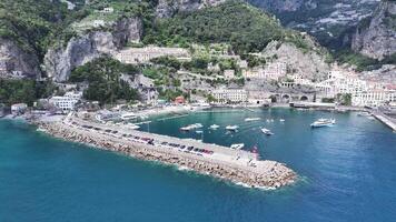 Above view of Amalfi Coast at Amalfi Salerno Italy . Seaside Bay. video