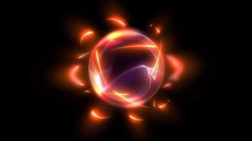 3D illustration of an atom in soft orange showing the nucleus with protons and neutrons. video