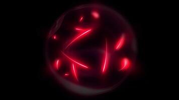 3D illustration of an atom in bright red showing the nucleus with protons and neutrons. video