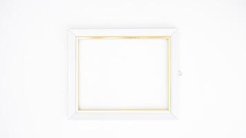 White colored wood picture frame isolated on white background photo