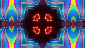 Colorful abstract with red and blue. Kaleidoscope VJ loop video