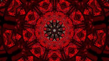 Red and black abstract design with circular design. Kaleidoscope VJ loop video