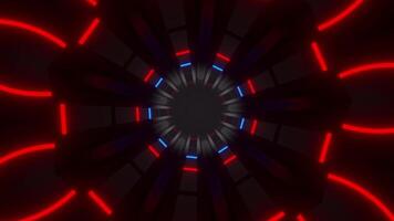 Dark background with circular neon design in the center. Kaleidoscope VJ loop video