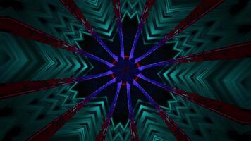Very colorful and abstract design with star in the center. Kaleidoscope VJ loop video