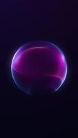 Relaxing vertical seamless loop in 4K with a gently glowing sphere in soft blue and purple gradient tones. Ideal for wellness apps, meditation backgrounds, calming visuals, or modern intros. video