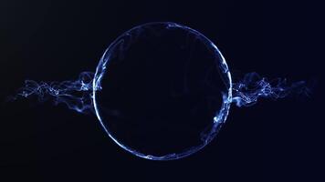 Minimalist blue cosmic energy glowing sphere with smooth smoky particles animation in 4K 60 FPS. Ideal for sci-fi, tech, fantasy videos, intros, backgrounds, or overlays in digital motion projects. video
