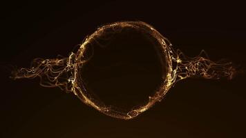 Smooth looping golden cosmic sphere with particles on dark background in 4K 60 FPS. Perfect for space, tech, fantasy videos, intros, backgrounds, or visualizations in digital motion projects. video