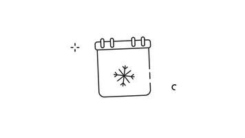 snowfall calender icon line art minimalist animation 2D for weather concept , simple winter sign and symbol animated footage motion graphic illustration design video