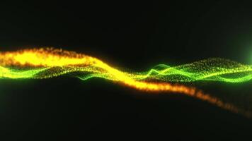 Digital wave of particles and dots, futuristic cyber background. Digital glowing particles of light form a surface of dots. video