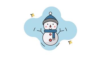 snowman icon line color animation 2d for weather concept , simple decoration winter sign and symbol animated footage motion graphic illustration design video
