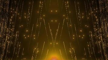 Flying bright golden particles, dust and glitter dots animation, beautiful bokeh, orange particle rain, glitter. animation Seamless loop video