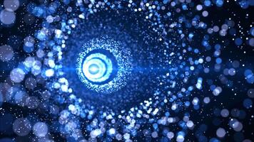 Digital futuristic tunnel or travel in time and space at high speed, moving bright neon particles. High-tech corridor, warp speed, wormhole video