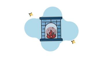 fireplace icon line color animation 2d for weather concept , simple winter equipment sign and symbol animated footage motion graphic illustration design video
