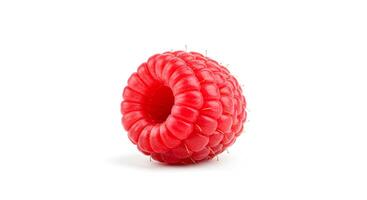 Fresh raspberry fruit isolated on white background with soft shadow for healthy eating, vegan and vegetarian food concepts photo
