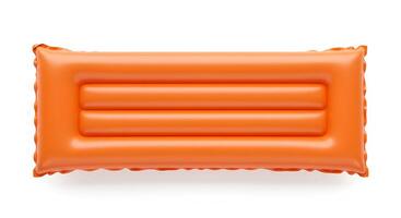 orange Inflatable lounge float on white background perfect for summer relaxation, swimming and beach days photo