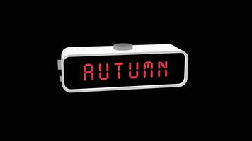 Digital clock showing the word autumn video