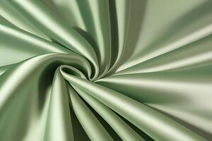 Elegant Sage Green Silk Fabric Texture A Luxurious Swirl of Smooth, Soft, and Shiny Material photo