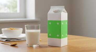 Wholesome breakfast scene featuring milk, cereal and a clean modern aesthetic photo