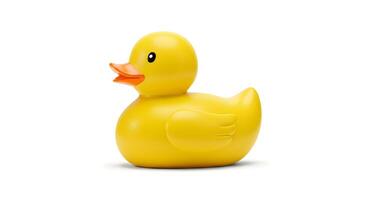 Classic yellow rubber duck on a clean white background perfect for product mockup photo