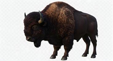 Majestic bison standing tall on an isolated background symbolizing wilderness photo
