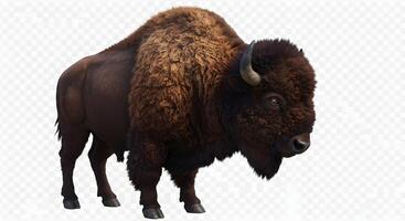 Majestic American Bison isolated on transparent background capturing wilderness essence photo