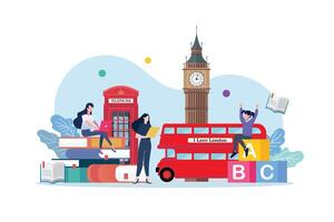 English language class with London elements vector