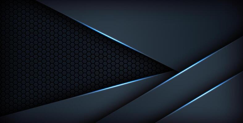 dark abstract blue light background gradient shapes. navy blue hexagon mesh pattern decoration. eps10