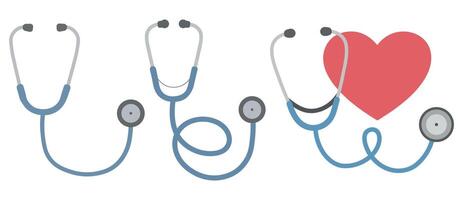 Stethoscope icons for health concepts. Use for cardiology, health checkup visuals. Health awareness graphics vector