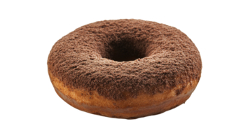 Chocolate-covered round pastry with cinnamon coating on top and soft texture png