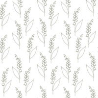 Seamless Pattern Flower Lily of the Valley. One Continuous Line Drawing png