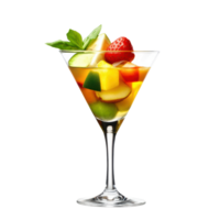 Fresh Fruit Cocktail with Colorful Fruits and Mint Garnish png