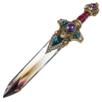 Ornate Decorative Dagger with Colorful Gems and Intricate Design png