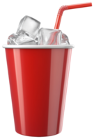 Red Cup with Ice and Straw for Refreshing Drink png
