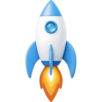 Blue and White Rocket Ascending Vertically png