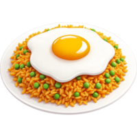 Fried Rice with Egg on White Plate png