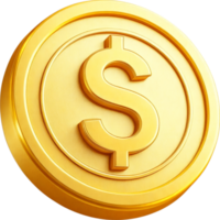 Shiny Gold Coin with Embossed Dollar Sign png