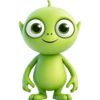 Smiling Green Alien with Big Eyes png
