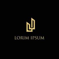 Linear Letter J Monogram Design with black background. vector