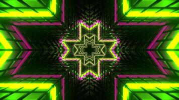 Pink and Light Green Neon Cross-Type Tunnel Background VJ Loop in 4K video