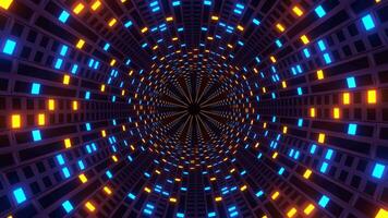 Orange and Blue Neon Circular Light Strobe Tunnel Background VJ Loop in 4K video