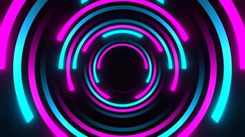 Circular Motion of Cyan and Pink Neon Lines Background VJ Loop in 4K video