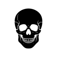 A stark black representation of a human skull cutouts png