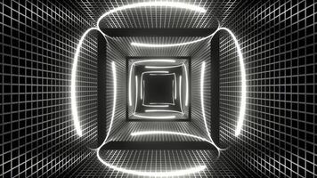 White Neon Circle Light in Square Frames Background VJ Loop in 4K video