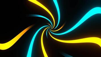Yellow and Cyan Neon Curves Moving in Circle Background VJ Loop in 4K video