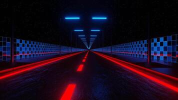 Blue and Red Neon Fast Futuristic Highway Background VJ Loop in 4K video