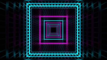 Pink and Cyan Movement of Light Through Grid Tunnel Background VJ Loop in 4K video